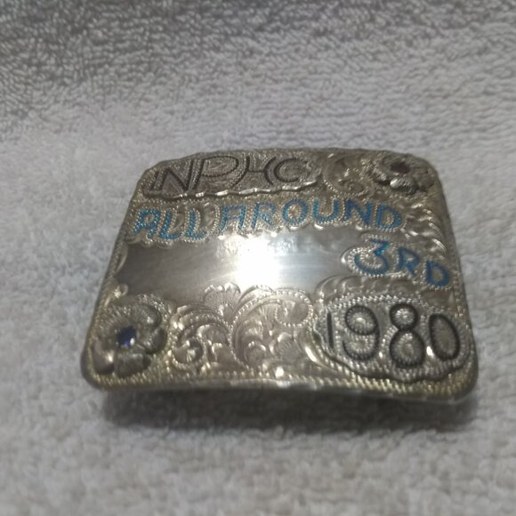 INPHC All Around  3RD 1980 Silver Buckle Flower Hanson Signed Vintage !! main image 2